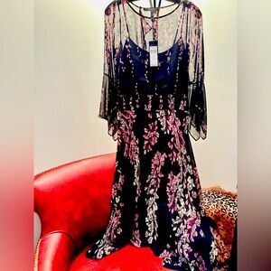 BCBGMAXAZRIA Black Lined Floral Rayne Dress, NWT, XXS